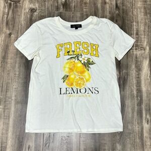 Oak & Trellis Unisex Adults's L White Lemon Graphic Tee Short Sleeve Summer